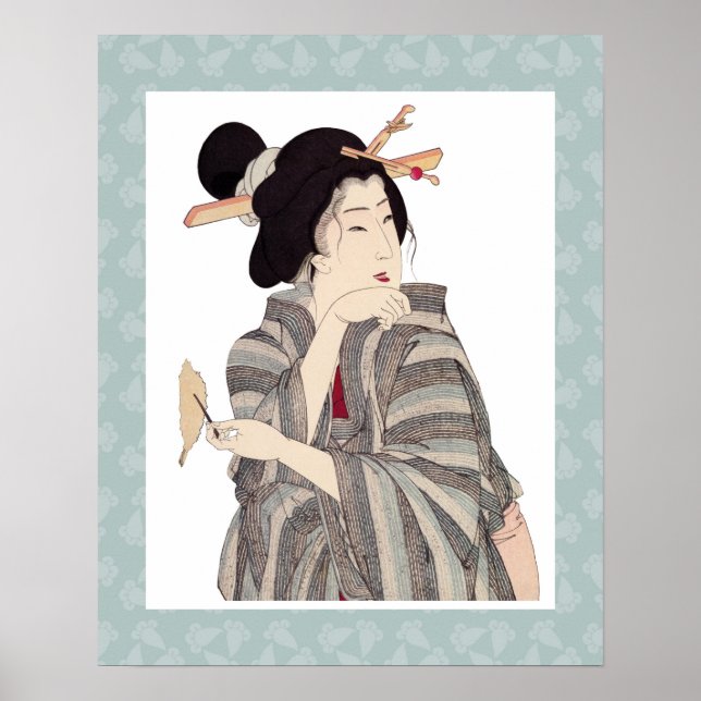 Hermoso diseño Poster de arte japonés Geisha (Frente)