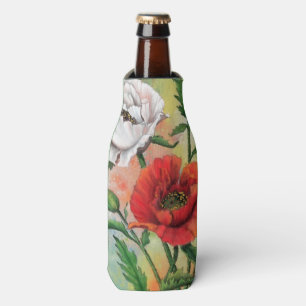 Hermoso enfriador de botellas de amapola roja blan