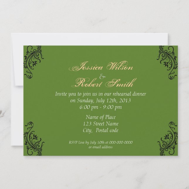 Hermoso ensayo de jardín invitaciones a la cena (Anverso)