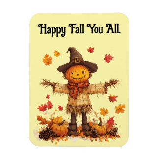 Hermoso Espantapájaros Feliz Otoño Imán