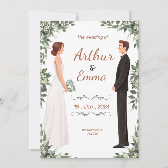 Hermoso folleto de invitación a la boda (Anverso)