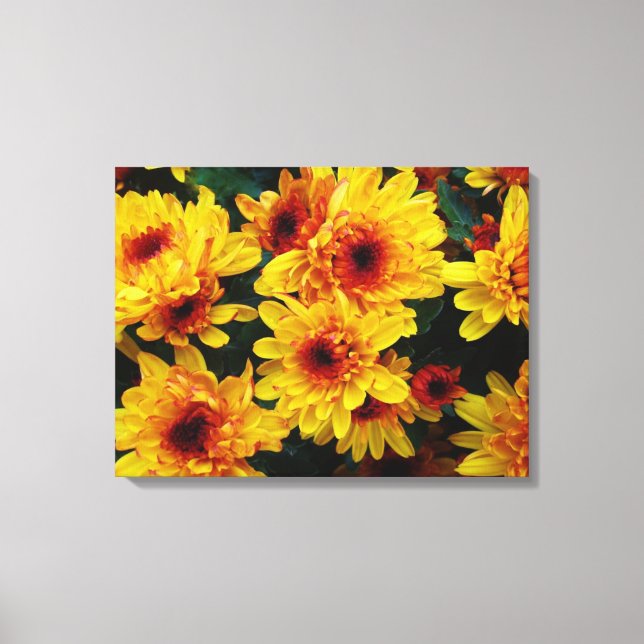 Hermoso fondo de flores amarillas en lienzo (Anverso)