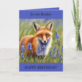 Hermoso Fox en Bluebell meadow Tarjeta de cumpleañ