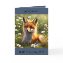 Hermoso Fox en la tarjeta de cumpleaños de primave