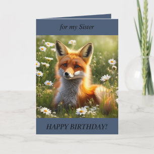 Hermoso Fox en la tarjeta de cumpleaños de primave