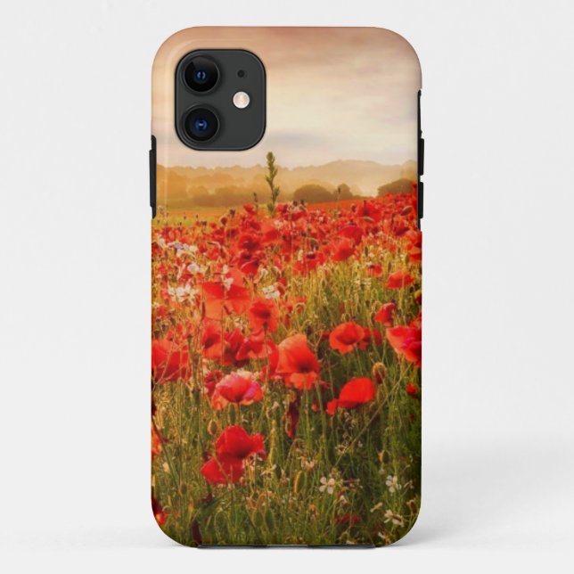Hermoso funda de campo de amapola roja (Reverso)
