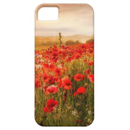 Hermoso funda de campo de amapola roja