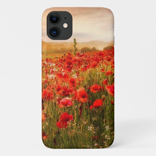 Hermoso funda de campo de amapola roja (Reverso)