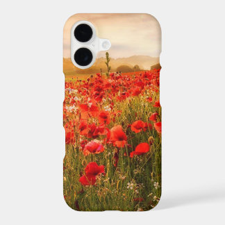Hermoso funda de campo de amapola roja