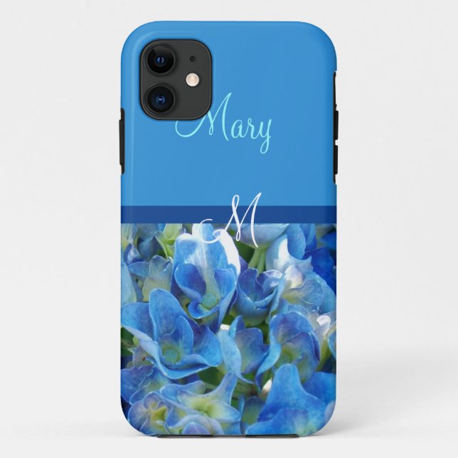 Hermoso funda de flores hidrángeas azules (Reverso)