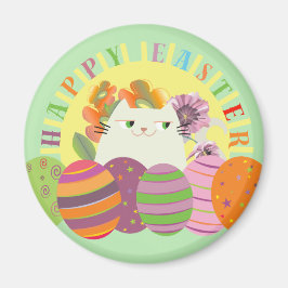 Hermoso Gato Feliz Pascua Imán Decoración de Prima