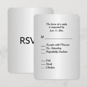 Hermoso gradiente de plata brillante RSVP con menú