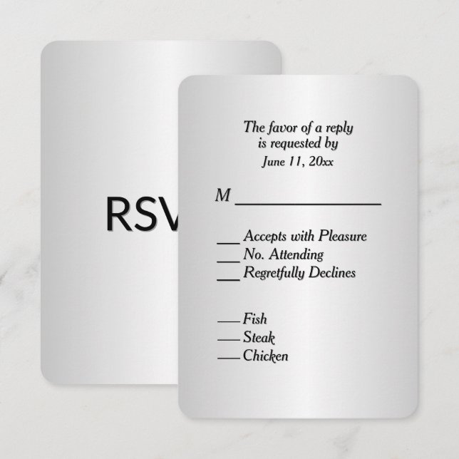Hermoso gradiente de plata brillante RSVP con menú (Anverso / Reverso)