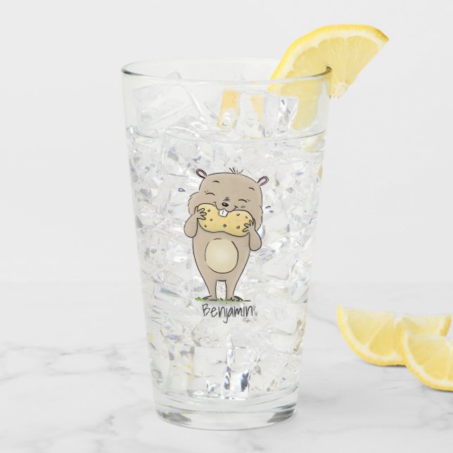 Hermoso hámster sonriente lindo con personalizado  (Reverso (hielo))