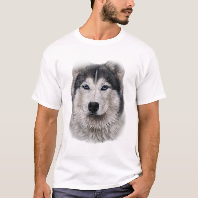 Hermoso Husky Perro Siberiano Cara camiseta (Anverso)