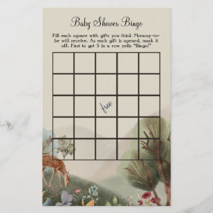Hermoso Ilustracion de Woodland Bebé Bingo Flyer