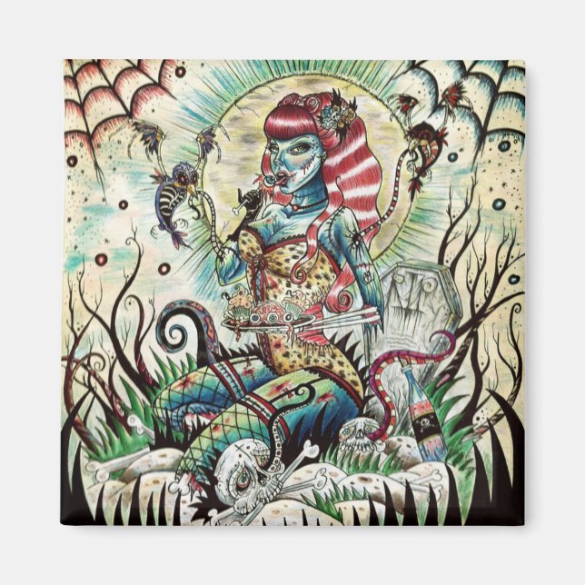 Hermoso imán chica de zombi. (Frente)