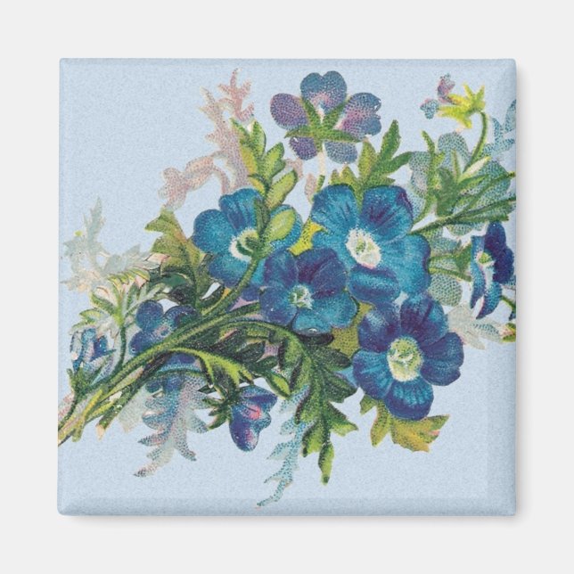 Hermoso imán de flores azules (Frente)