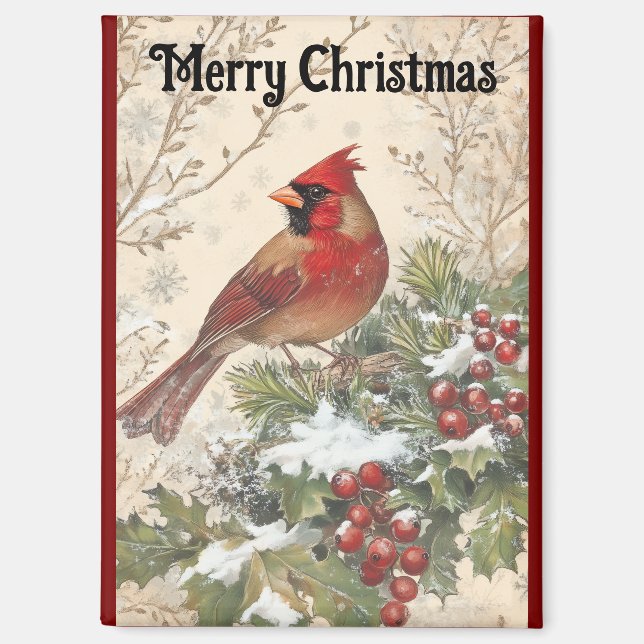 Hermoso imán de Navidad del cardenal (Anverso)