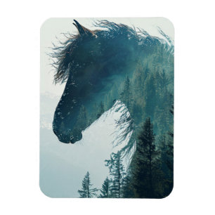 Hermoso imán paisajístico del bosque de caballos