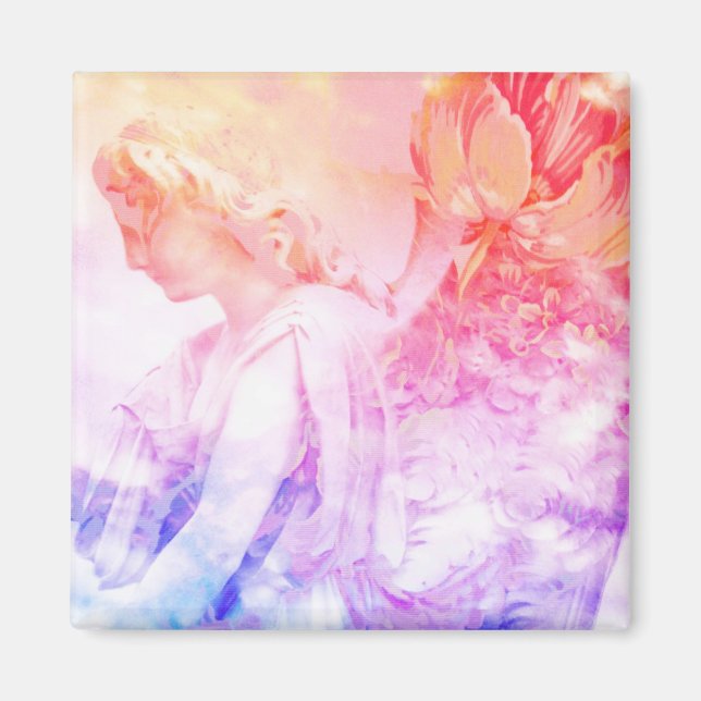 Hermoso imán Pastel Floral Angel Guardian (Frente)