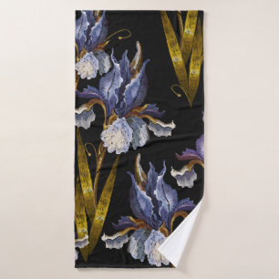 Hermoso irises de primavera bordado sin costura