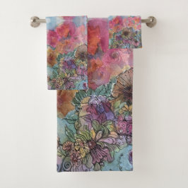 Hermoso jardín de flores chic pintura acuarela