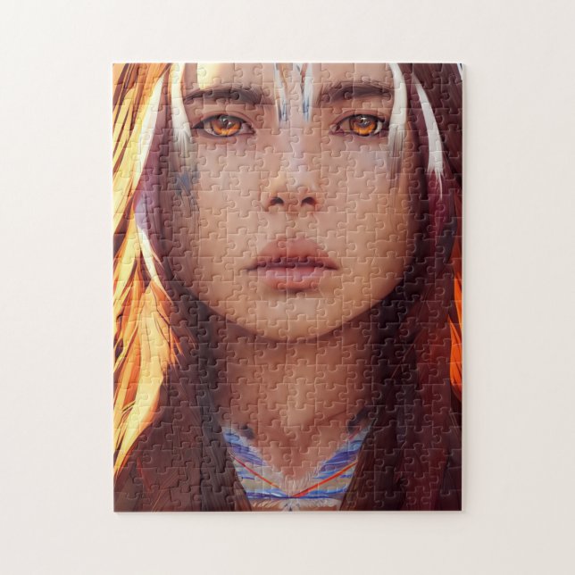 HERMOSO JOVEN CHICA NATIVO INDIO JIGSAW PUZZLE (Vertical)
