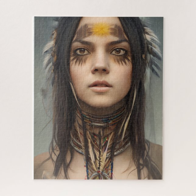HERMOSO JOVEN CHICA NATIVO INDIO JIGSAW PUZZLE (Vertical)
