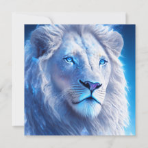 Hermoso león místico blanco con ojos azules