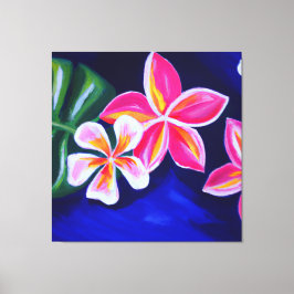 Hermoso lienzo de arte de pintura floral tropical