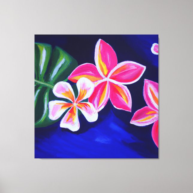 Hermoso lienzo de arte de pintura floral tropical  (Anverso)