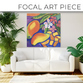 Hermoso lienzo de arte de pintura floral tropical