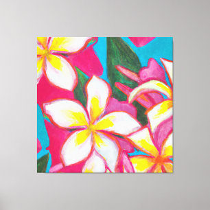 Hermoso lienzo de arte de pintura floral tropical
