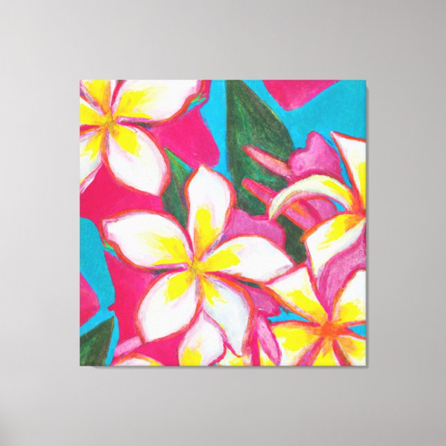 Hermoso lienzo de arte de pintura floral tropical  (Anverso)