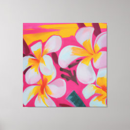 Hermoso lienzo de arte de pintura floral tropical