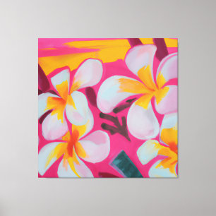 Hermoso lienzo de arte de pintura floral tropical 