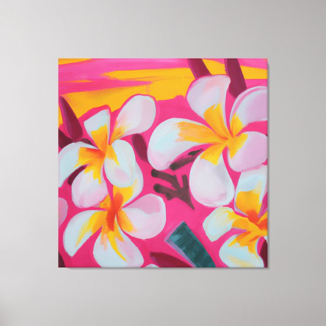 Hermoso lienzo de arte de pintura floral tropical  (Anverso)