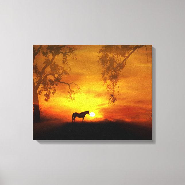 Hermoso lienzo de caballo y amanecer (Anverso)