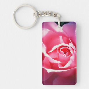 Hermoso llavero de acrílico de rosa rosa