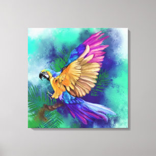 Hermoso Loro Colorido Impreso en Lienzo - Pintura