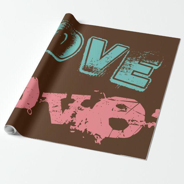 Hermoso LOVE BROWN PINK VERDE Papel envuelto (Desenrollado)