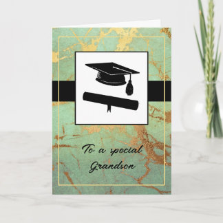 Hermoso mármol azul y dorado Tarjeta de graduación