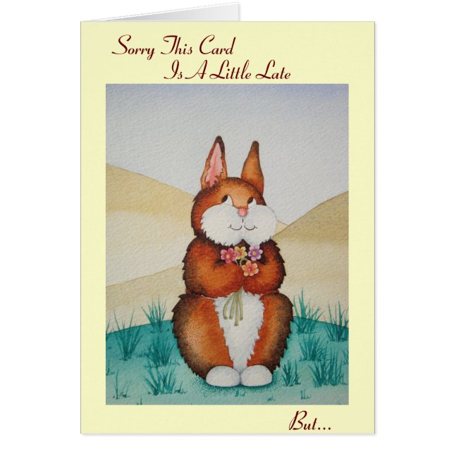 Hermoso marrón y flores tardío cumpleaños (Frente)