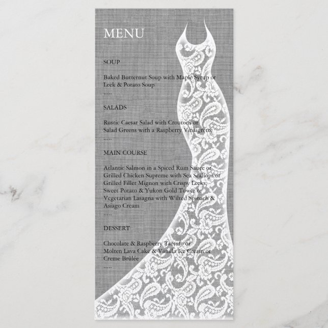 Hermoso menú de ducha de novia Linen (Anverso)