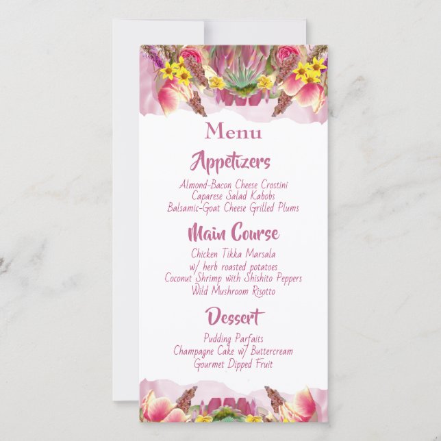 Hermoso menú Jardín Botánico Floral (Anverso)