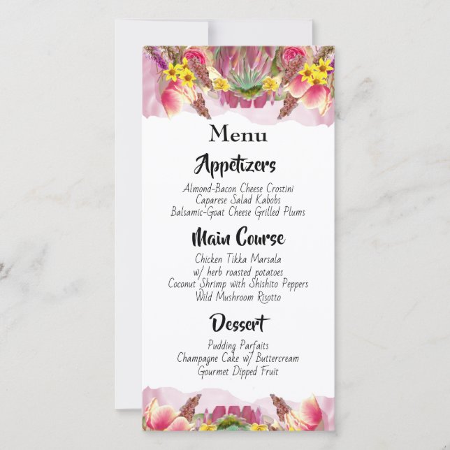 Hermoso menú Jardín Botánico Floral (Anverso)