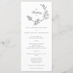Hermoso Monograma Floral Programa de Bodas Esbozad