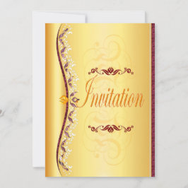 Hermoso morado y blanco en oro Invitación