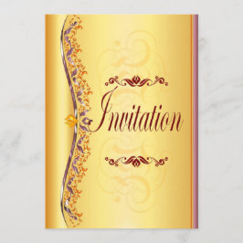 Hermoso morado y naranja en oro Invitación